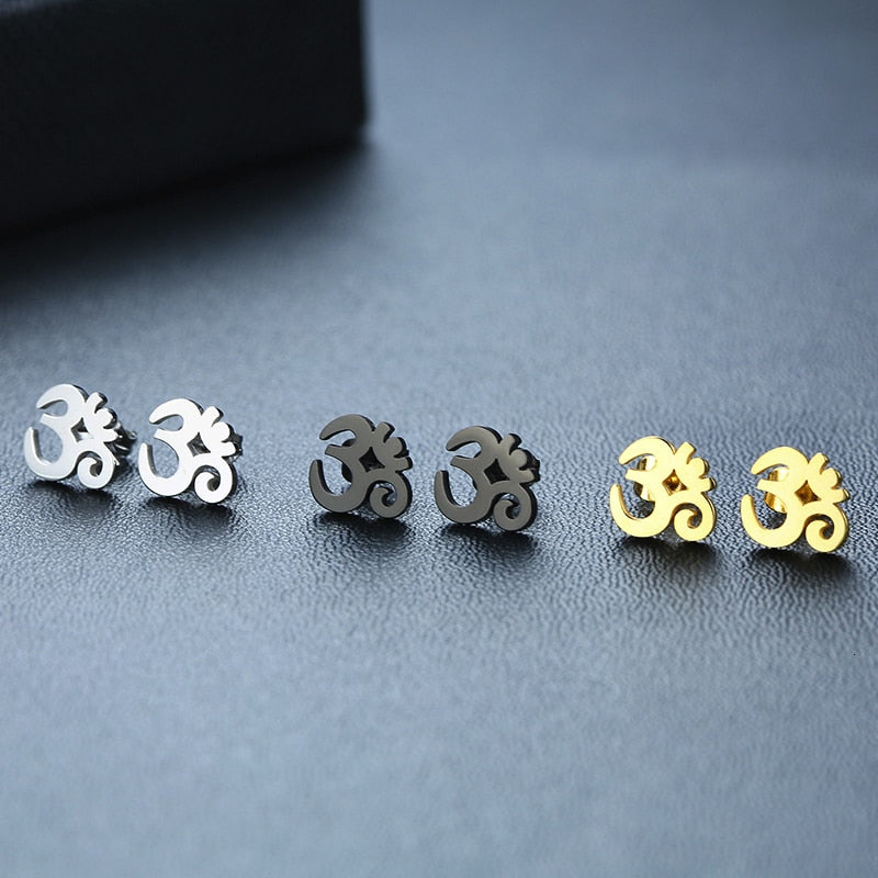 Peris Gems Unisex OM Symbol Aum Stud Earrings | Gold Silver Stainless Steel Earrings SHEIN Amazon Temu