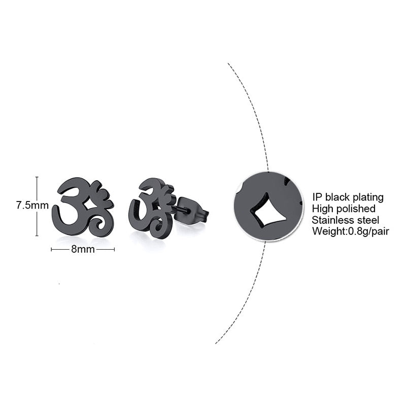 Peris Gems Unisex OM Symbol Aum Stud Earrings | Gold Silver Stainless Steel Earrings SHEIN Amazon Temu