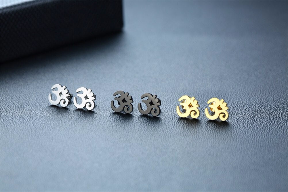 Peris Gems Unisex OM Symbol Aum Stud Earrings | Gold Silver Stainless Steel Earrings SHEIN Amazon Temu