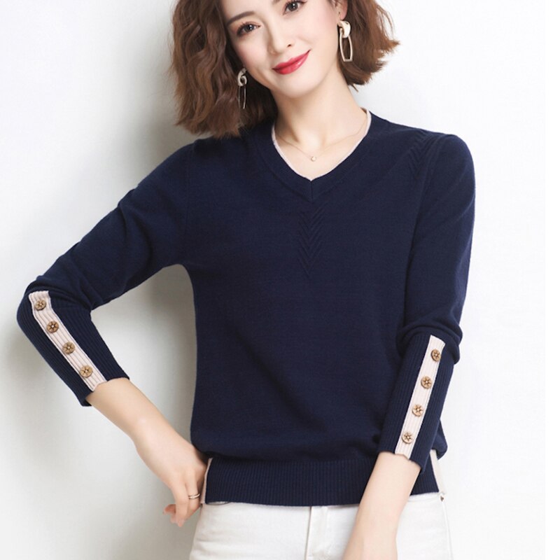 Peris Gems V-Neck Long Sleeve Knitted Shirt for Women | Slim Comfy Sweaters V-Neck Long Sleeve Knitted Shirt for Women | Slim Sweaters SHEIN Amazon Temu