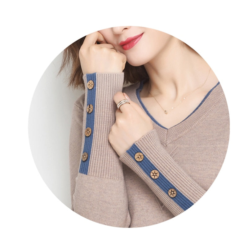 Peris Gems V-Neck Long Sleeve Knitted Shirt for Women | Slim Comfy Sweaters V-Neck Long Sleeve Knitted Shirt for Women | Slim Sweaters SHEIN Amazon Temu