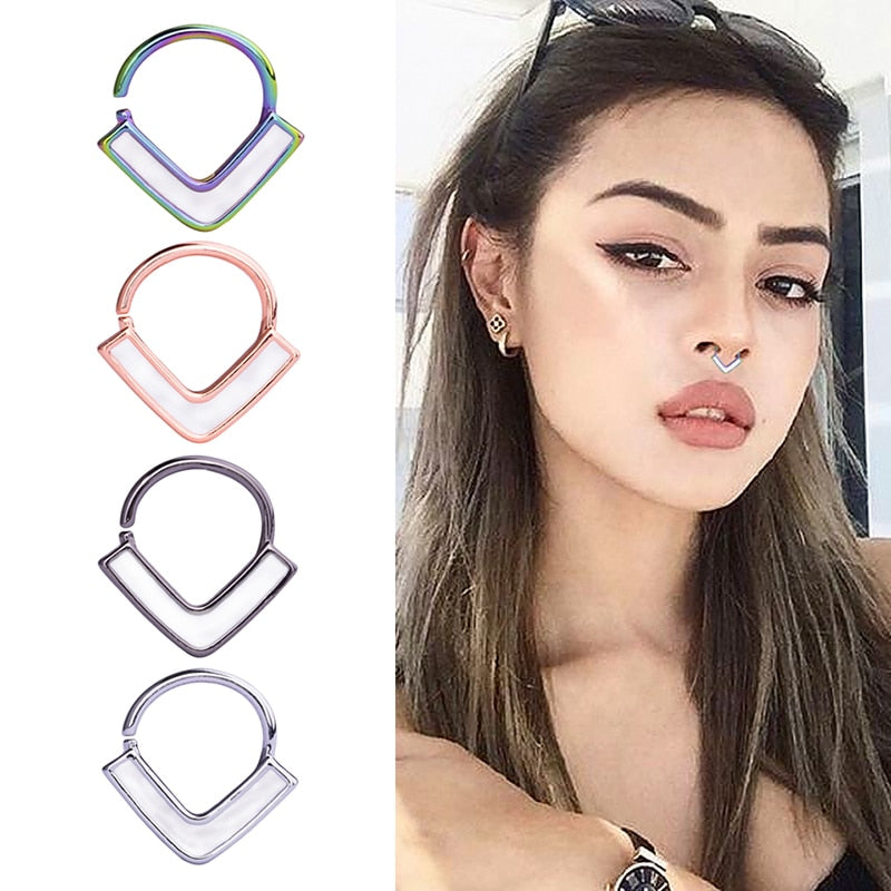 Peris Gems V-Shaped Nose Ring Piercings for Women | Septum Tragus Cartilage Piercing V-Shaped Nose Ring Piercings for Women | Septum Piercing SHEIN Amazon Temu