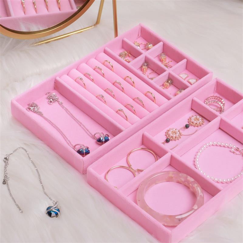 Peris Gems Velvet Jewelry Display Stackable Tray Case SHEIN Amazon Temu