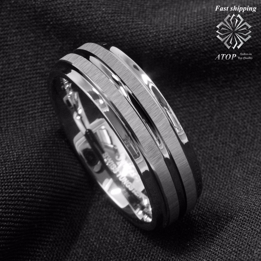 Peris Gems Vertical Silver Meteorite Carbide Rings for Men | Brushed Tungsten Rings Vertical Silver Meteorite Carbide Rings for Men | Brushed SHEIN Amazon Temu