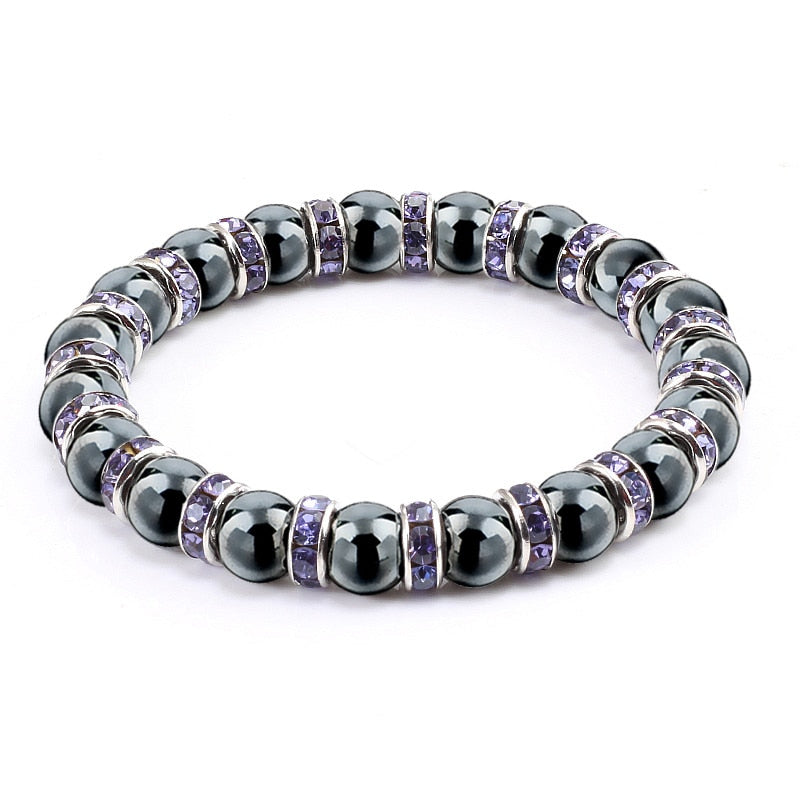 Peris Gems Violet S Natural Hematite Beads Bracelets Unisex | Health Protection Silver Charm Bracelets SHEIN Amazon Temu