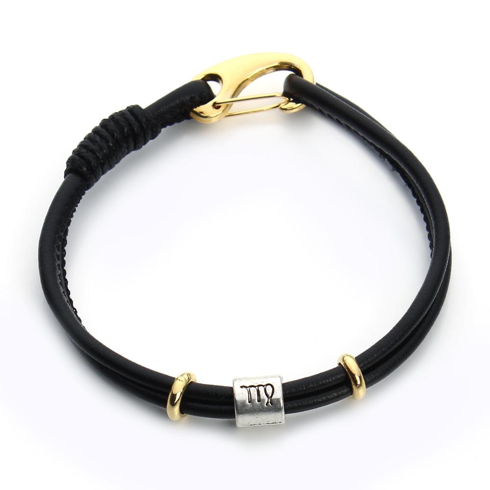 Peris Gems virgo Gold Leather Zodiac Sign Bracelet Unisex | Silver Leather Bracelet Leather Zodiac Sign Bracelet Unisex |Silver Leather Bracelet SHEIN Amazon Temu