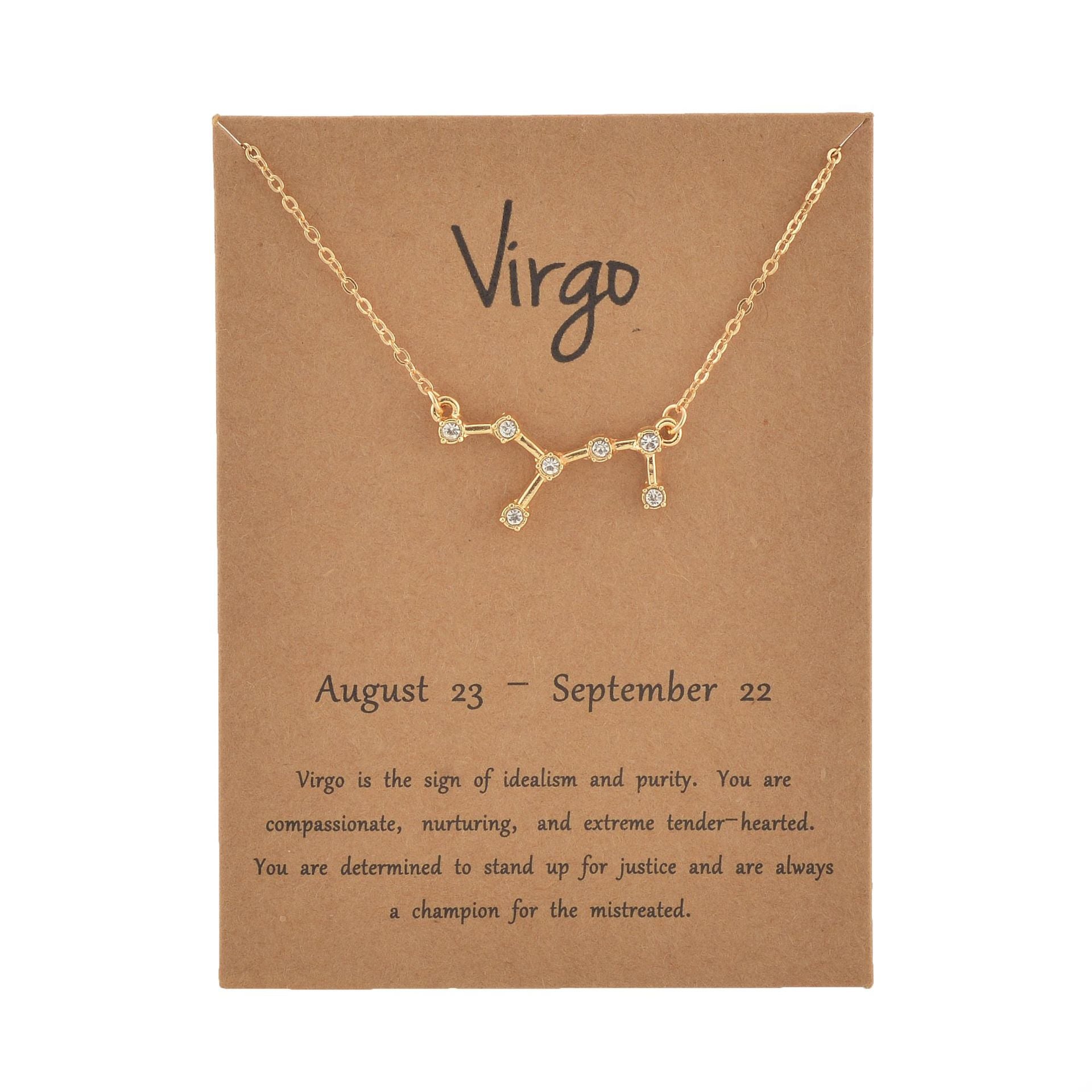 Peris Gems Virgo / Gold Zodiac Sign 12 Constellation Necklaces | Gold Diamond Astrology Necklaces for Women SHEIN Amazon Temu