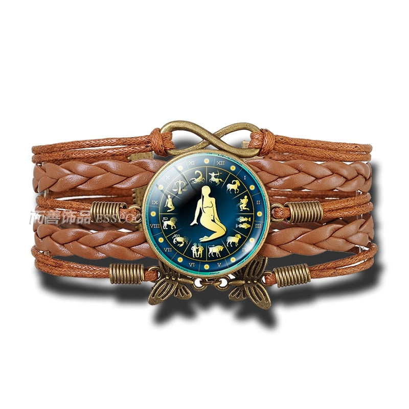 Peris Gems Virgo Multilayered Leather 12 Constellation Zodiac Glass Dome Bracelets Unisex Multilayered Leather 12 Constellation Zodiac Glass Bracelets SHEIN Amazon Temu