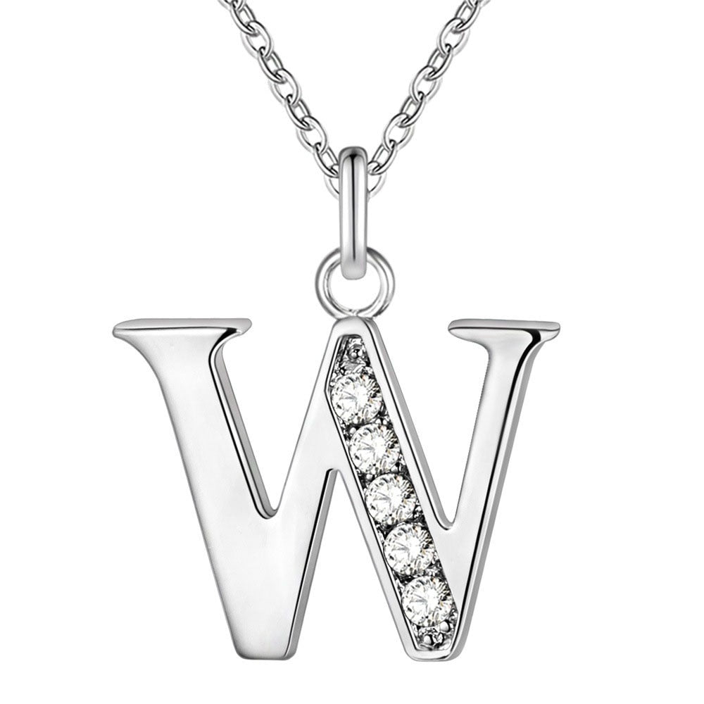 Peris Gems W Initial Letter Silver Diamond Necklaces | Elegant Unisex Initial Necklace SHEIN Amazon Temu