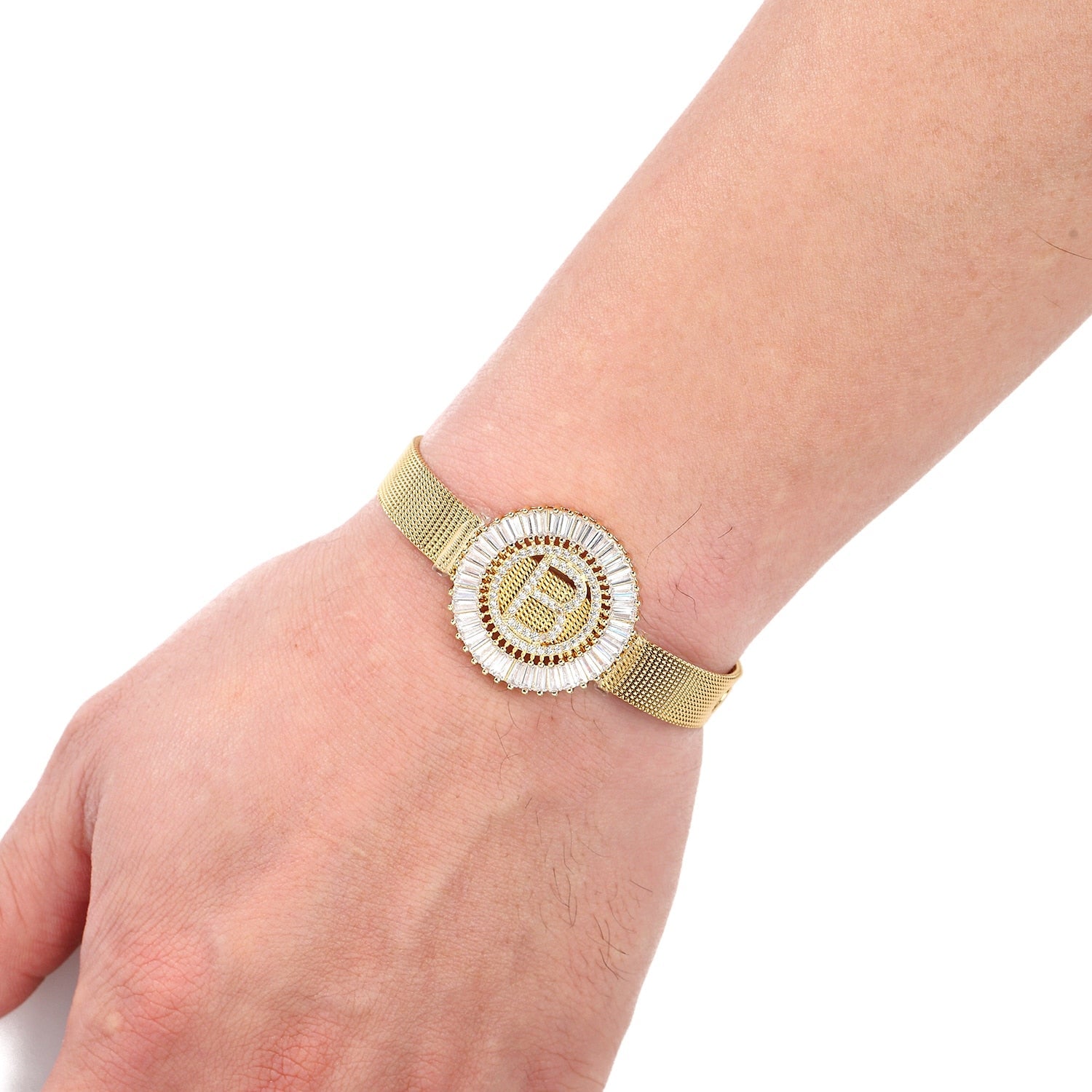 Peris Gems Watch Style Initial Bracelet Unisex | Cubic Zirconia Letter Charm Bracelet Watch Style Initial Bracelet Unisex | Cubic Zirconia Letter SHEIN Amazon Temu