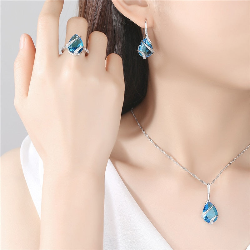 Peris Gems Water Drop Sharp Setting Cubic Zirconia Jewelry Set for Women Water Drop Sharp Setting Cubic Zirconia Jewelry Set SHEIN Amazon Temu