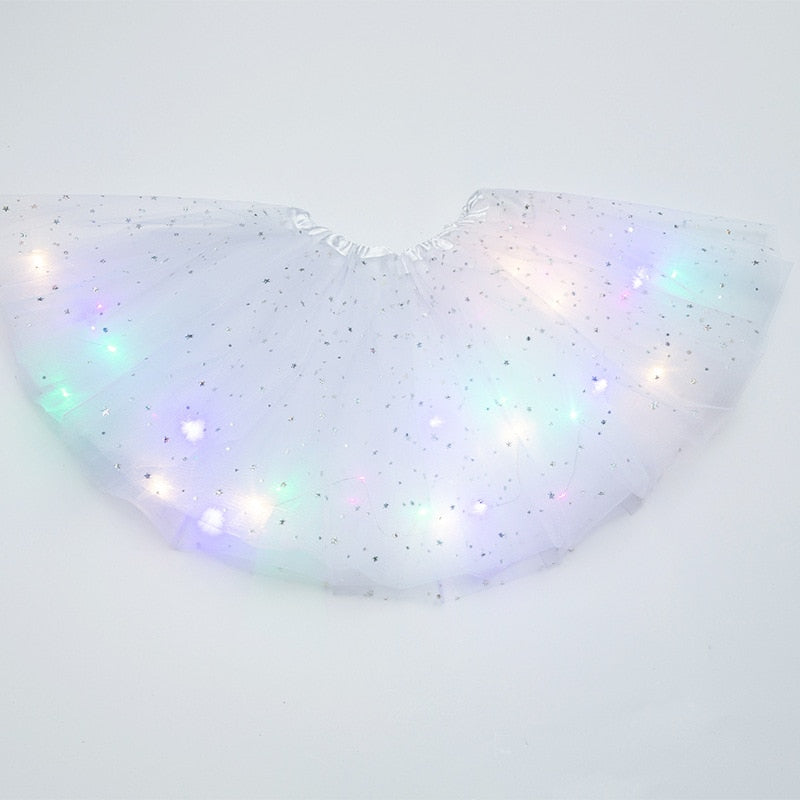Peris Gems white / 3-12 years old LED Glowing Kid Girls Princess Tutu Skirts | Children Dancing Miniskirt LED Glowing Kid Girls Princess Tutu Skirts Dancing Miniskirt SHEIN Amazon Temu