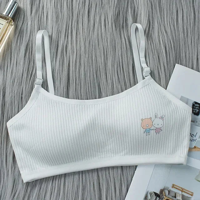 Peris Gems WHITE / 30-65kg 8-16 Years Kids Bras Young Girls Underwear Teenage Training Bras Women Cotton Kids Cute Brassiere Tube Tops Girl&