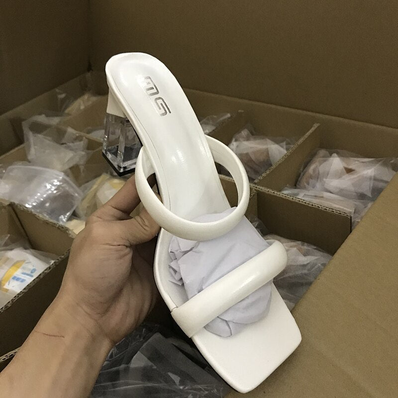 Peris Gems WHITE / 36 Latex Tape High Crystal Heel 8.5CM/3.3in Sandal Slippers for Women Latex Tape High Crystal Heel 8.5CM/3.3in Sandal Slippers SHEIN Amazon Temu