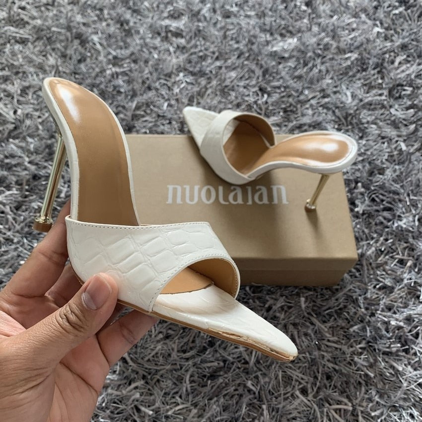 Peris Gems White / 4 Snake Print Pointed Toe High Heel Leather Shoes for Women SHEIN Amazon Temu
