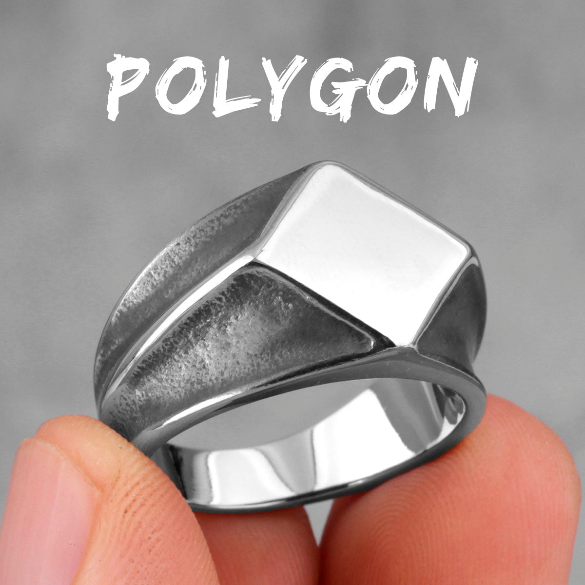 Peris Gems White / 6 Stainless Retro Silver Polygon Biker Rings Unisex SHEIN Amazon Temu