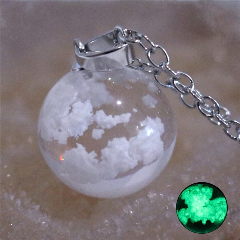 Peris Gems White Cloud Sphere Transparent Resin Round Ball Pendant Necklace - Blue Sky White Cloud Chain Necklace SHEIN Amazon Temu