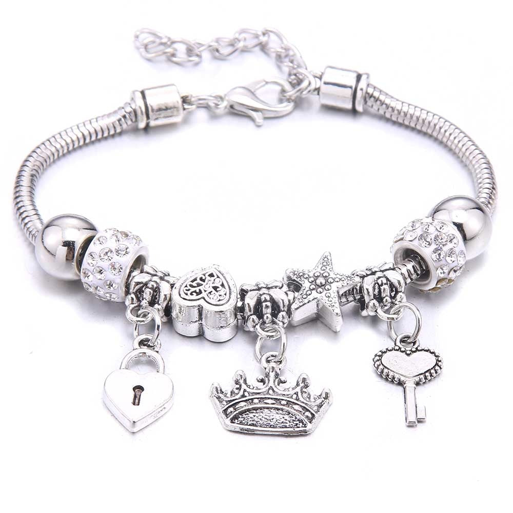 Peris Gems White Crown Dragonfly & Owl Pendants Crystal Charm Bracelets | Beads Bracelet for Women SHEIN Amazon Temu