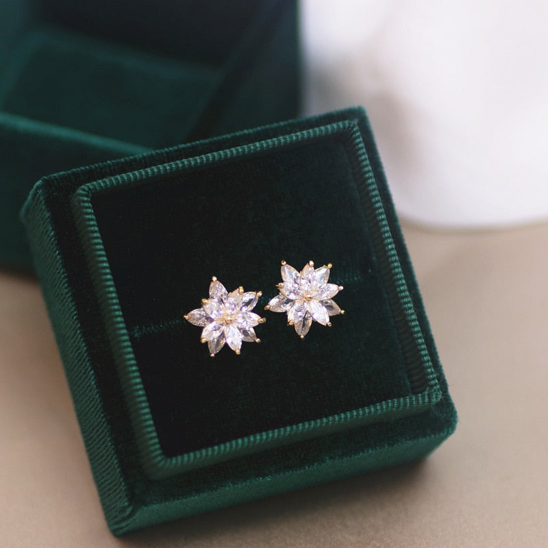 Peris Gems White Diamond Flower Stud Earrings for Women | Gold Stud Earrings for Women SHEIN Amazon Temu