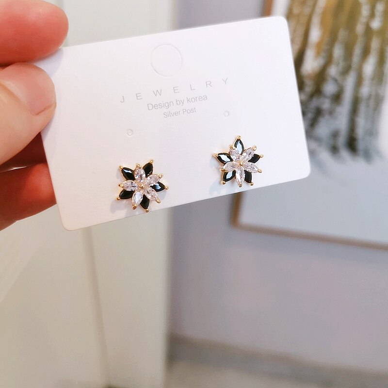 Peris Gems White Diamond Flower Stud Earrings for Women | Gold Stud Earrings for Women SHEIN Amazon Temu