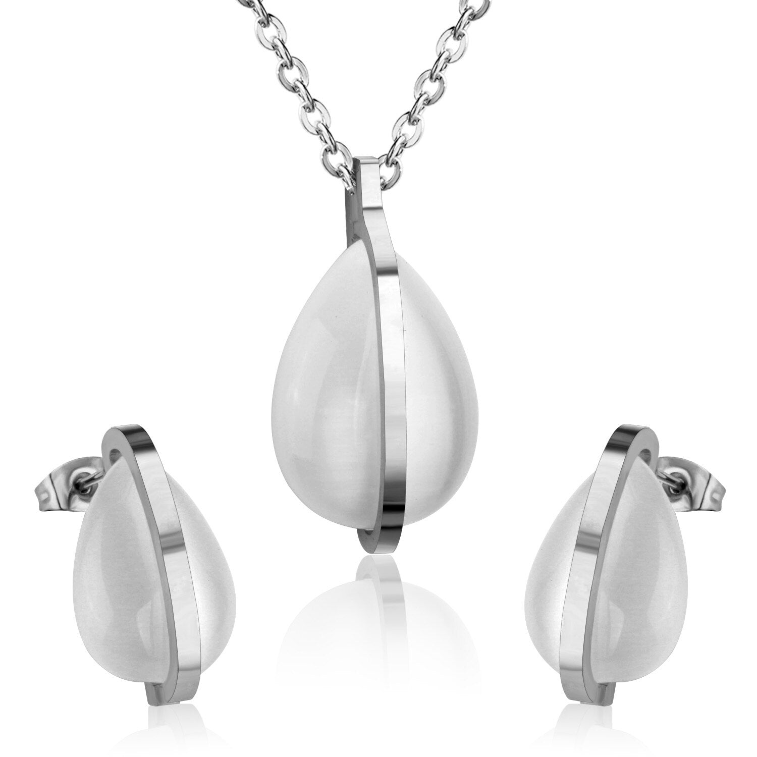 Peris Gems White Diamond Necklace and Earrings Set for Women | Gold Stainless Steel White Diamond Necklace and Earrings Set for Women SHEIN Amazon Temu