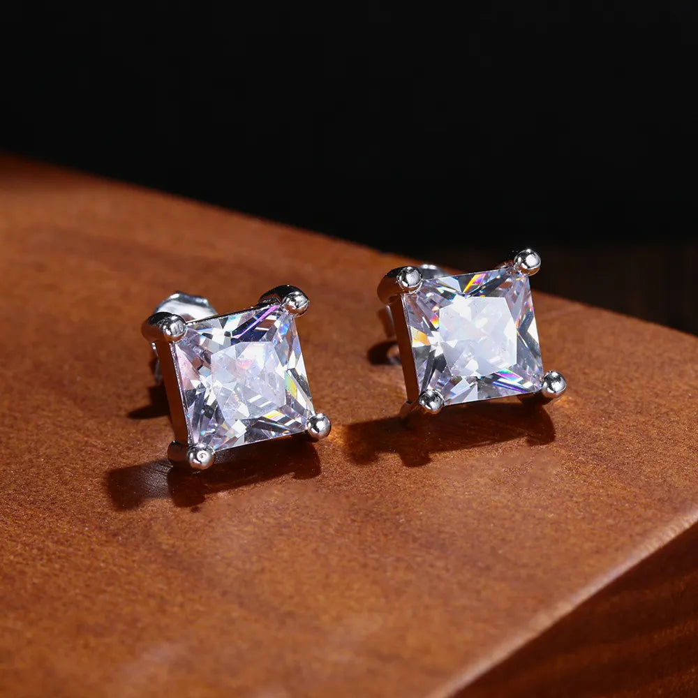 Peris Gems White Diamond Square Stud Earrings for Women SHEIN Amazon Temu