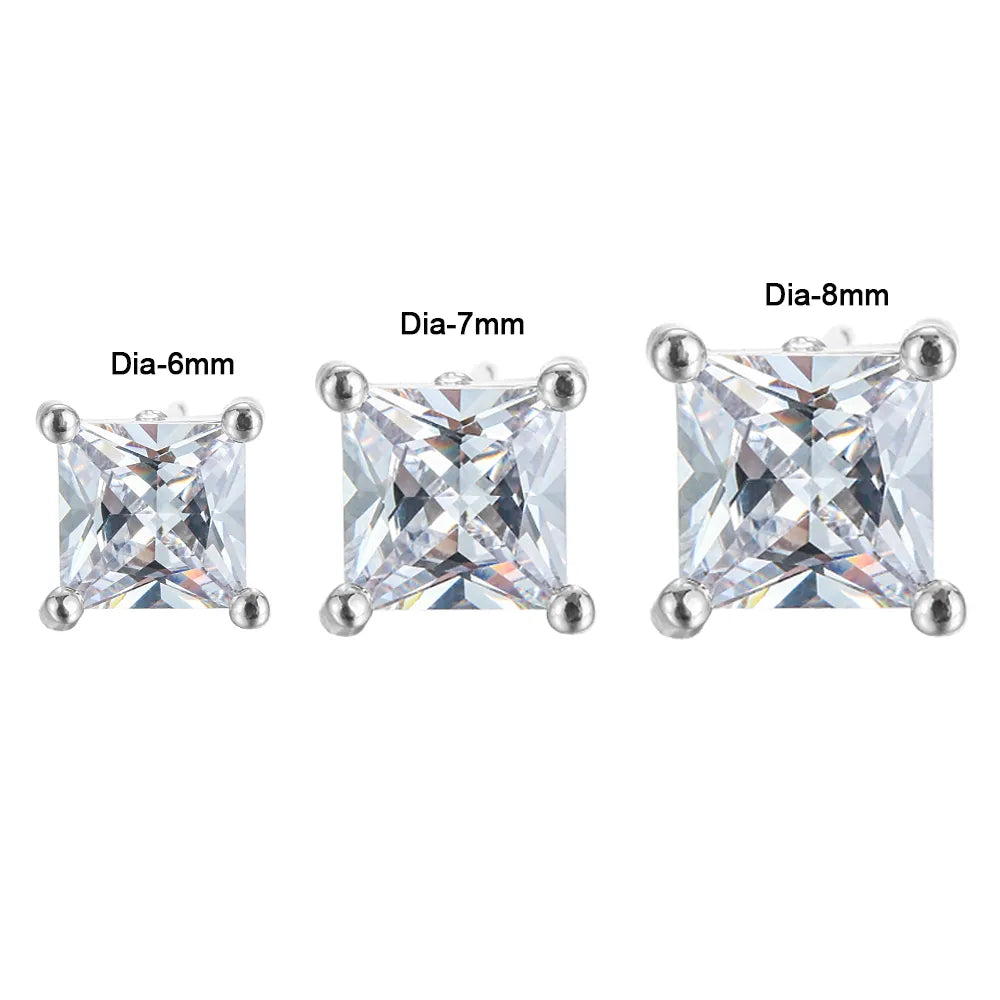 Peris Gems White Diamond Square Stud Earrings for Women SHEIN Amazon Temu
