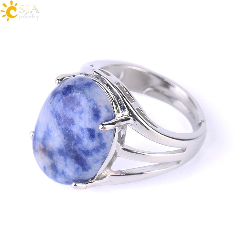 Peris Gems White Dot Blue Oval Rieke Egg Shaped Natural Stone Adjustable Rings for Women Oval Rieke Egg Shaped Natural Stone Adjustable Rings Women SHEIN Amazon Temu