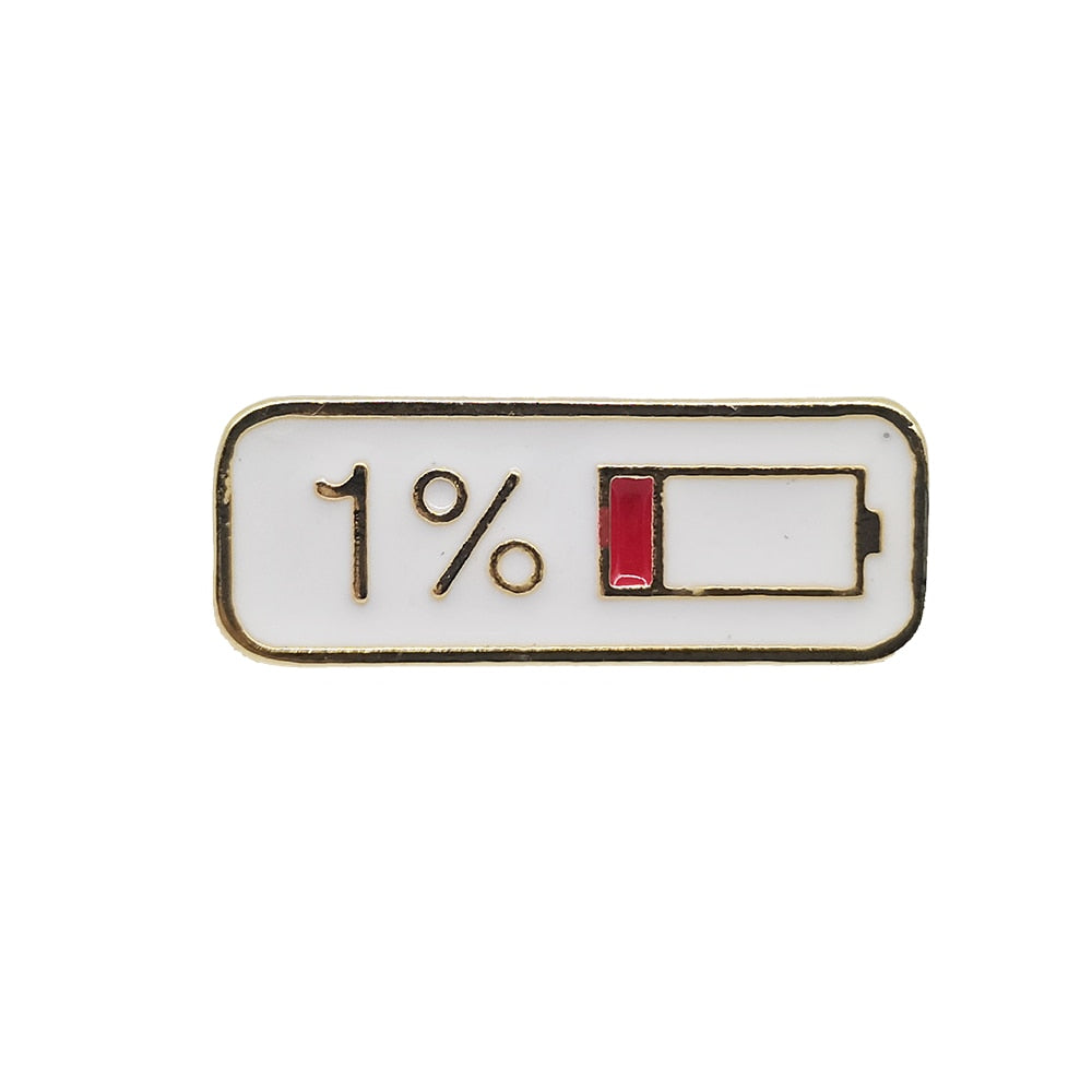 Peris Gems White Enamel 1% Battery Life Gold Badge Lapel Pins SHEIN Amazon Temu