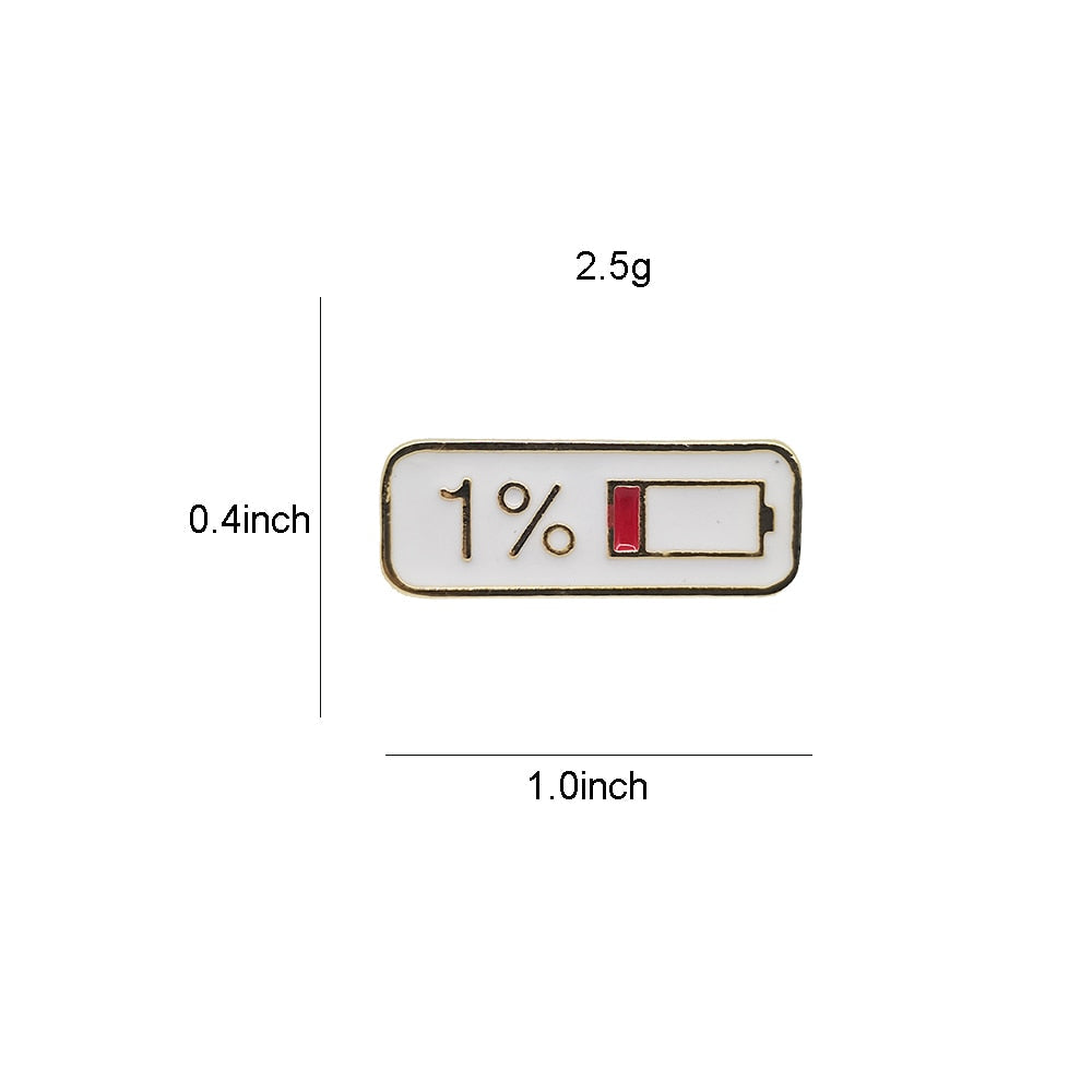 Peris Gems White Enamel 1% Battery Life Gold Badge Lapel Pins SHEIN Amazon Temu