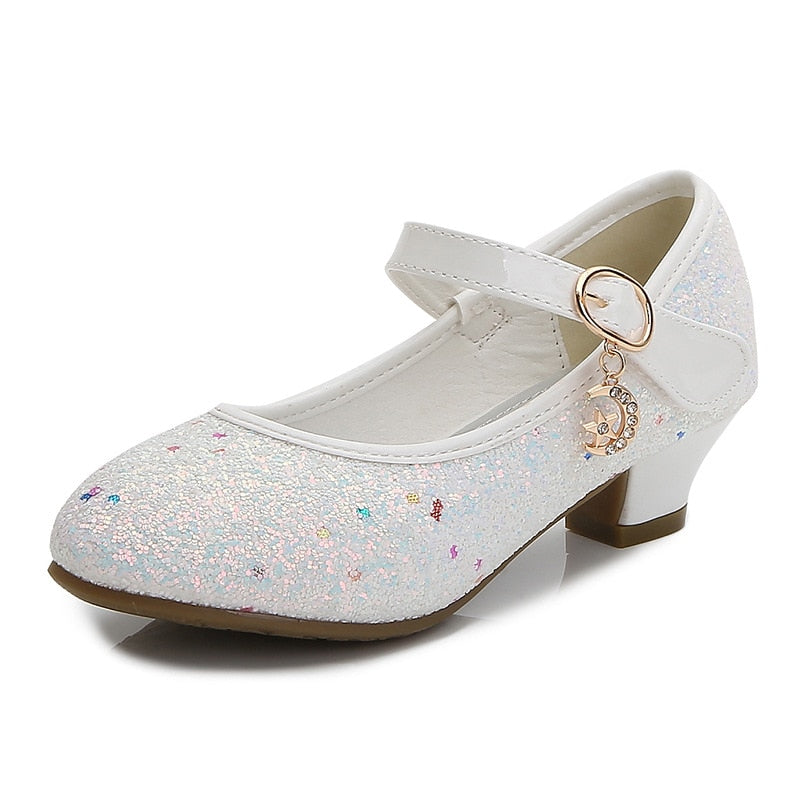 Peris Gems White / EUR 27 Insole 17.5CM Glitter High Heel Shoes for Girls | Round Toe Princess Heels SHEIN Amazon Temu
