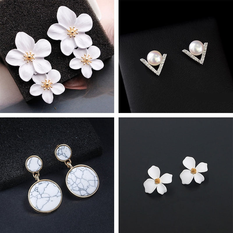 Peris Gems White Flower Pearl Drop Earrings Collection for Women SHEIN Amazon Temu