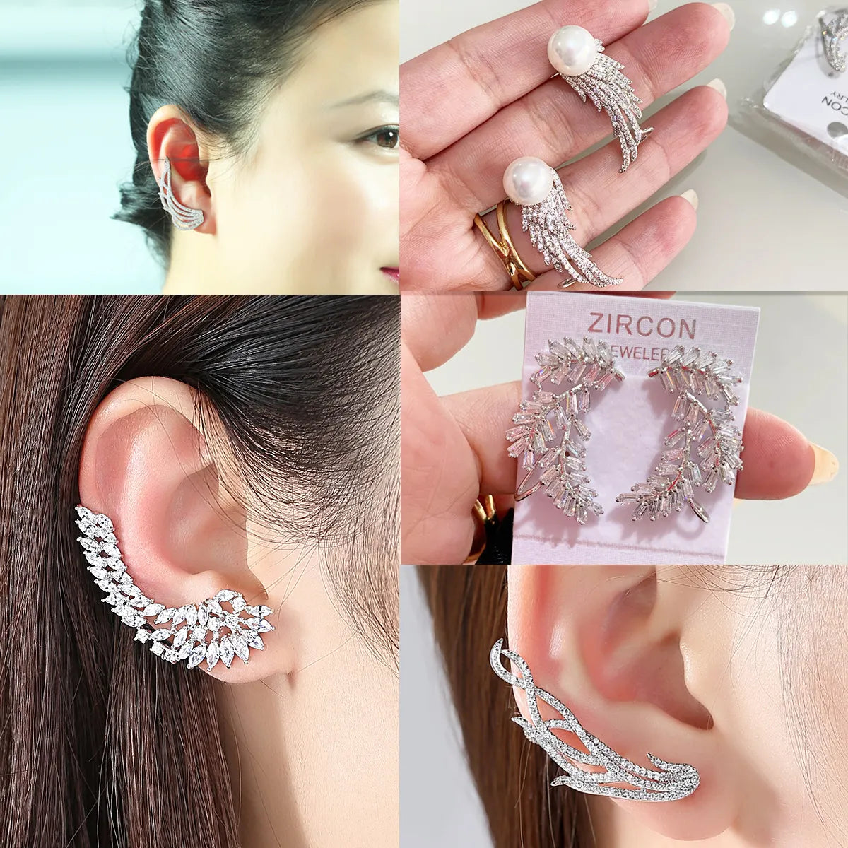 Peris Gems white Full Diamond Angel Wing Drop Earrings for Women SHEIN Amazon Temu