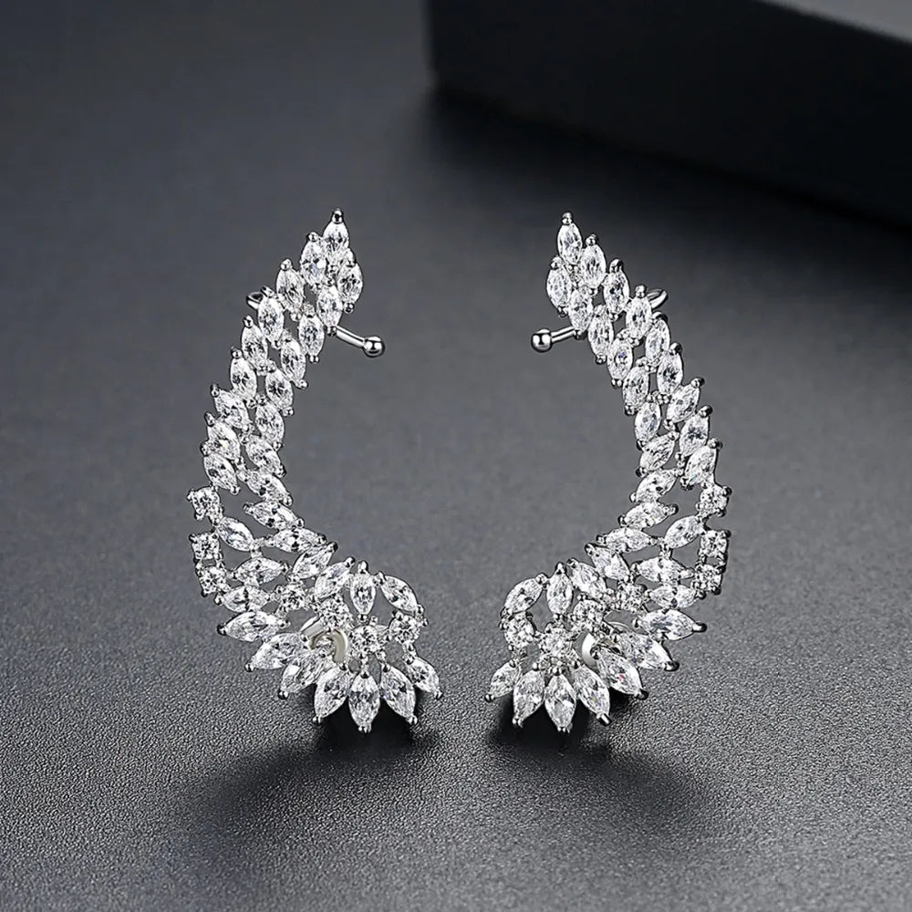 Peris Gems white Full Diamond Angel Wing Drop Earrings for Women SHEIN Amazon Temu