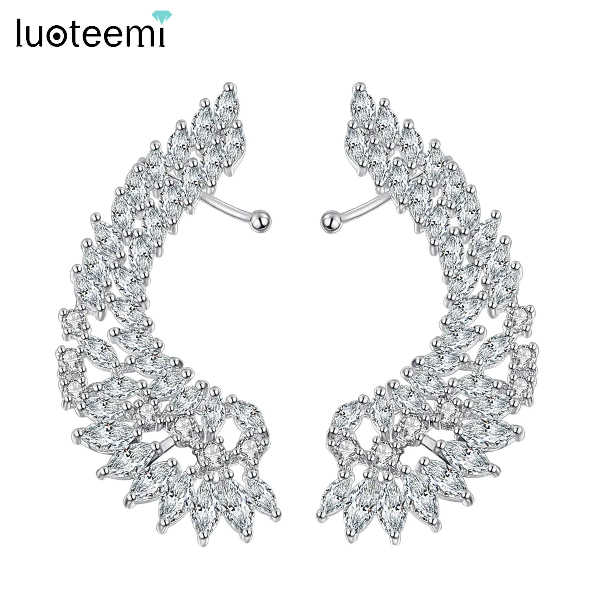 Peris Gems white Full Diamond Angel Wing Drop Earrings for Women SHEIN Amazon Temu