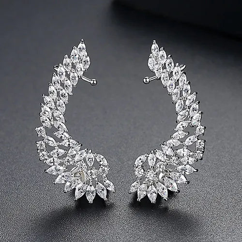 Peris Gems white Full Diamond Angel Wing Drop Earrings for Women SHEIN Amazon Temu