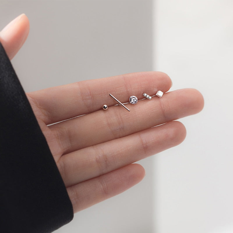 Peris Gems White Geometric 5pc Gold Stud Earrings Set for Women | Sterling Silver Geometric 5pc Gold Stud Earrings for Women | Sterling Silver SHEIN Amazon Temu