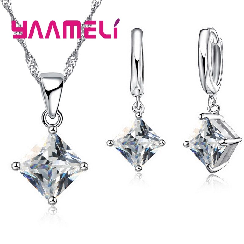 Peris Gems White Geometric Square Diamond Necklace and Earrings Set for Women SHEIN Amazon Temu
