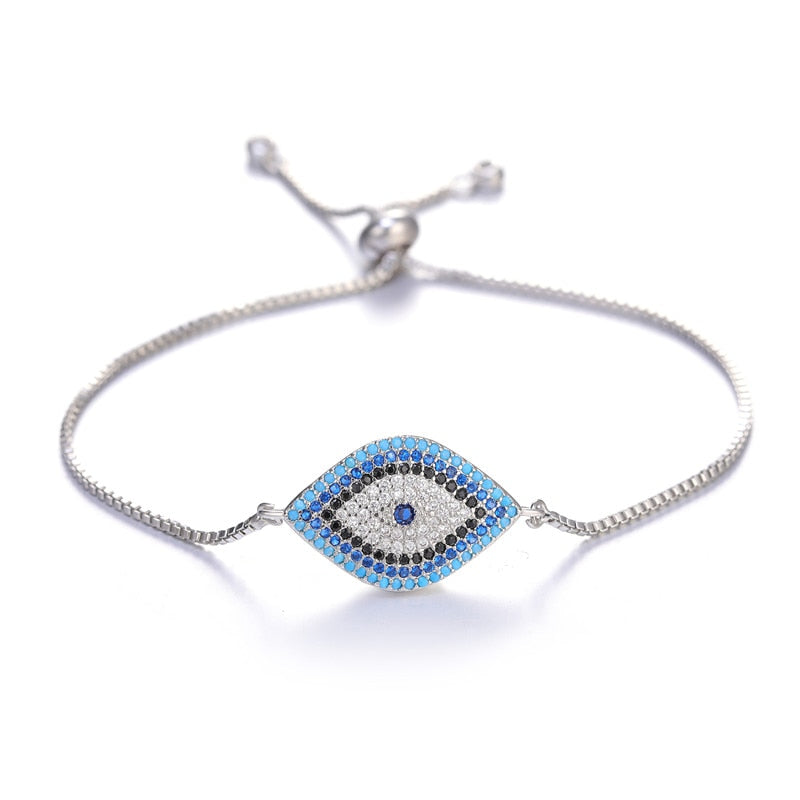 Peris Gems White Gold 13 / Adjustable Chains Enamel Hollow Hamsa Hand Evil Eye Bracelets Unisex SHEIN Amazon Temu