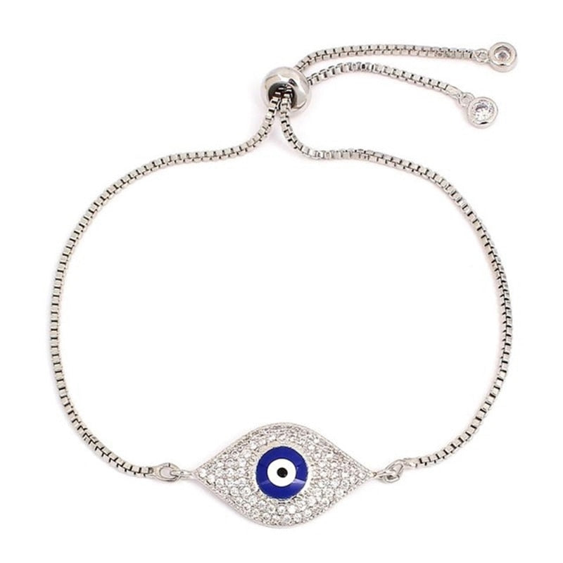 Peris Gems White Gold 14 / Adjustable Chains Enamel Hollow Hamsa Hand Evil Eye Bracelets Unisex SHEIN Amazon Temu