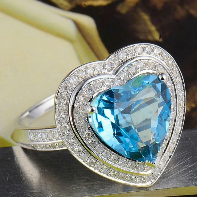 Peris Gems White Gold 14K Romantic 3.95ct Topaz Diamond Engagement Ring SHEIN Amazon Temu