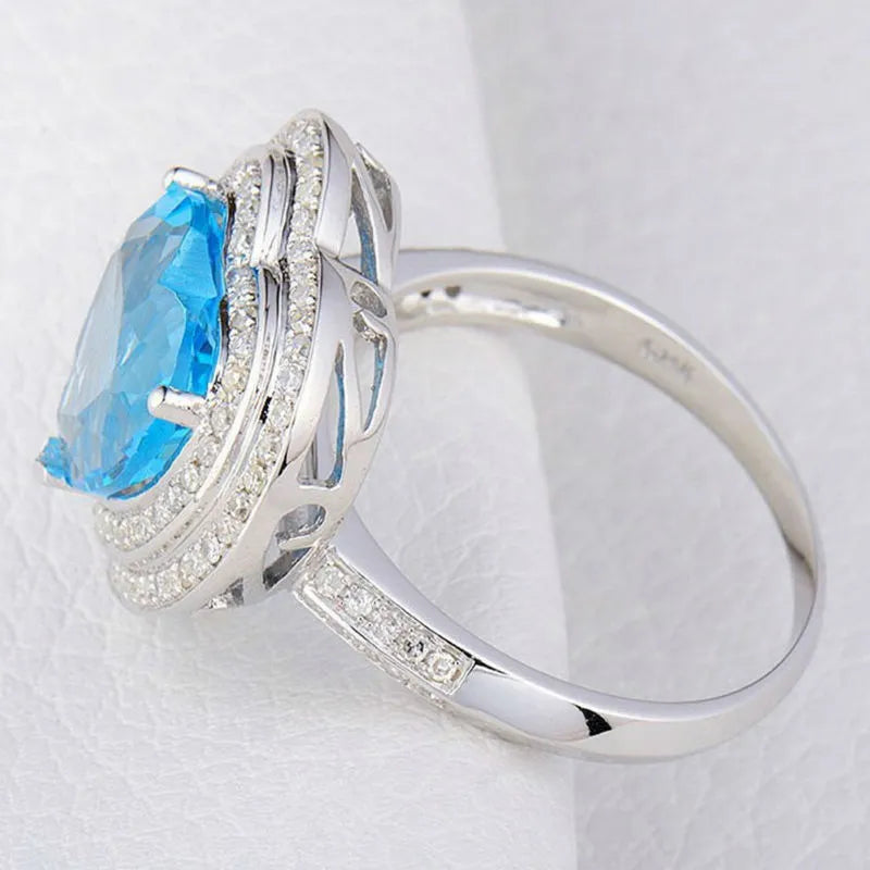 Peris Gems White Gold 14K Romantic 3.95ct Topaz Diamond Engagement Ring SHEIN Amazon Temu