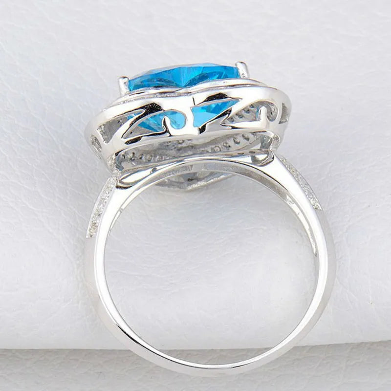 Peris Gems White Gold 14K Romantic 3.95ct Topaz Diamond Engagement Ring SHEIN Amazon Temu