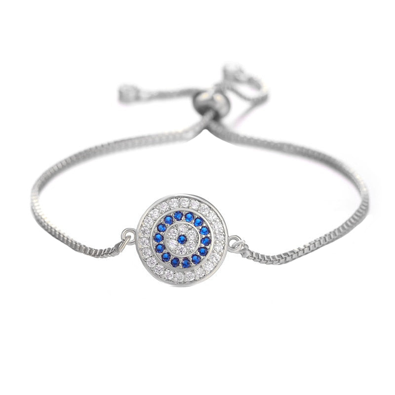Peris Gems White Gold 4 / Adjustable Chains Enamel Hollow Hamsa Hand Evil Eye Bracelets Unisex SHEIN Amazon Temu