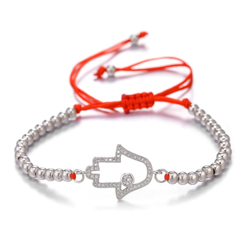 Peris Gems White Gold 5 / Adjustable Chains Enamel Hollow Hamsa Hand Evil Eye Bracelets Unisex SHEIN Amazon Temu