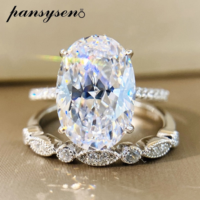 Peris Gems white gold / 6 Radiant Cut 2pc 9ct Lab Diamond Rings Set for Women SHEIN Amazon Temu