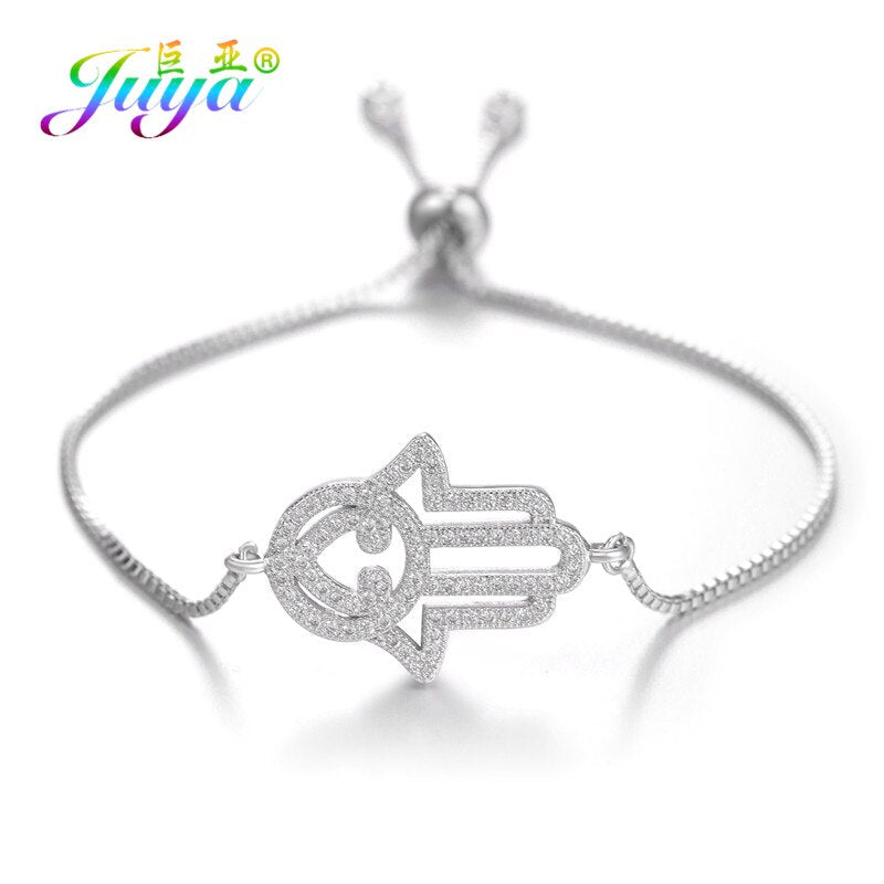 Peris Gems White Gold 9 / Adjustable Chains Enamel Hollow Hamsa Hand Evil Eye Bracelets Unisex SHEIN Amazon Temu