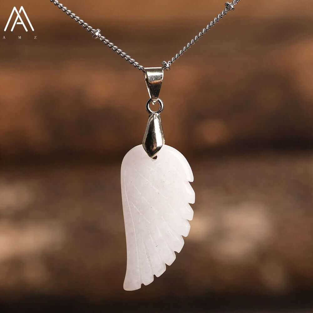 Peris Gems White Jade Angel Wing Labradorite Choker Necklace - Quartz Crystal Angel Wings SHEIN Amazon Temu
