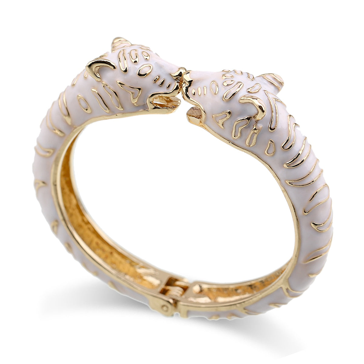 Peris Gems White Leopard Head Cuff Bangle for Women | Gold Plated Enamel Bracelets Leopard Head Cuff Bangle for Women | Gold Plated Bracelets SHEIN Amazon Temu