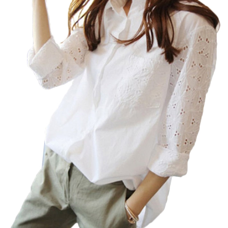 Peris Gems White Long Sleeve Shirt for Women | Plus Size Elegant Office Shirt White Long Sleeve Shirt for Women | Plus Size Office Shirt SHEIN Amazon Temu